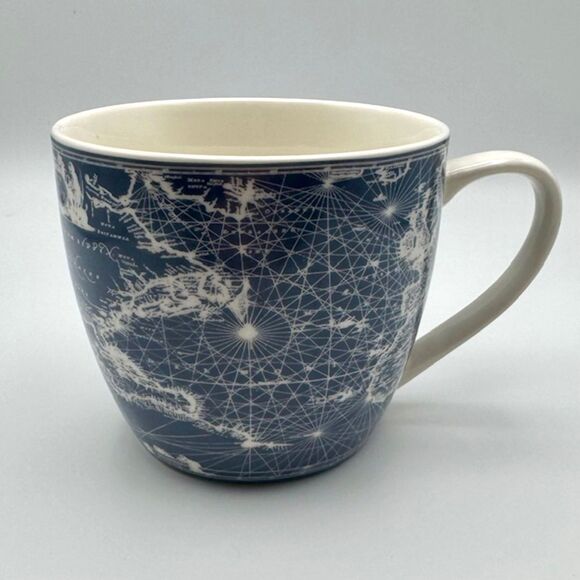 Set of 2 PIMPERNEL VTG Discontinued Mar del Nort Nautical Map 16oz Ceramic Mugs - Picture 3 of 13